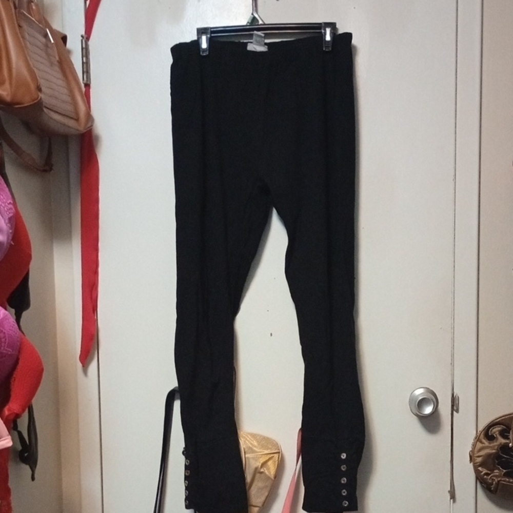 Black Leggings with Button Detail